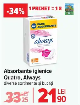 Carrefour Absorbante igienice Quatro, Always Ofertă
