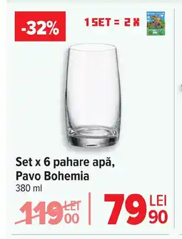 Carrefour Set x 6 pahare apă, Pavo Bohemia Ofertă