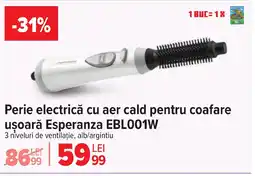 Carrefour Perie electrică cu aer cald pentru coafare uşoară Esperanza EBL001W Ofertă