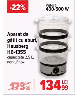 Carrefour Aparat de gătit cu aburi, Hausberg HB-1355 Ofertă