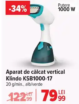 Carrefour Aparat de călcat vertical Klindo KSB1000-17 Ofertă