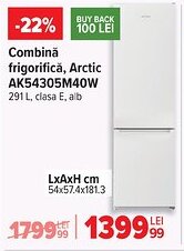 Carrefour Combină frigorifică, Arctic AK54305M40W Ofertă