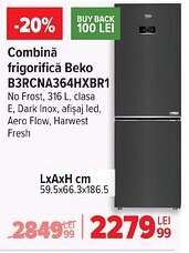 Carrefour Combină frigorifică Beko B3RCNA364HXBR1 Ofertă