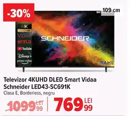 Carrefour Televizor 4KUHD DLED Smart Vidaa Schneider LED43-SC691K Ofertă