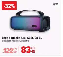 Carrefour Boxǎ portabilă Akai ABTS-08-BL Ofertă