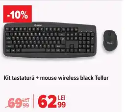 Carrefour Kit tastatură + mouse wireless black Tellur Ofertă