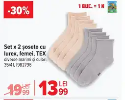 Carrefour Set x 2 şosete cu lurex, femei, TEX Ofertă