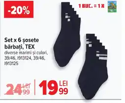 Carrefour Set x 6 şosete bărbați, TEX Ofertă