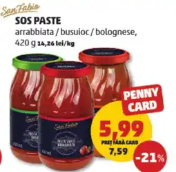 Penny San Fabio Sos paste arrabbiata/busuioc/bolognese Ofertă