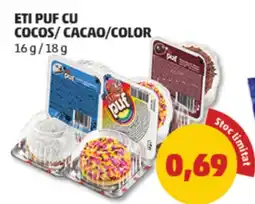 Penny Eti puf cu cocos/cacao/color Ofertă