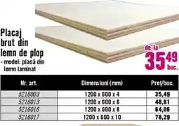 Hornbach Placaj brut din lemn de plop Ofertă