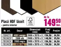 Hornbach Placă HDF lăcuit Ofertă