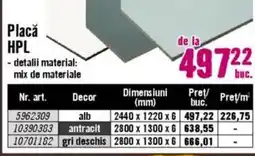 Hornbach Placă HPL Ofertă