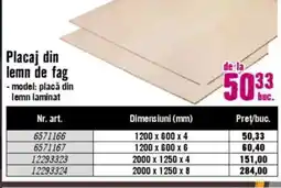 Hornbach Placaj din lemn de fag Ofertă