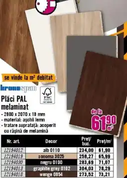 Hornbach Plăci PAL melaminat Ofertă