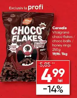 PROFI Cereale Vitalgrana choco flakes choco balls / honey rings Ofertă