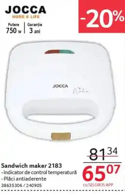 Selgros JOCCA Sandwich maker 2183 Ofertă