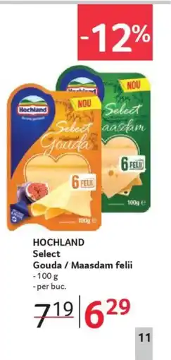 Selgros HOCHLAND Select Gouda / Maasdam felii Ofertă