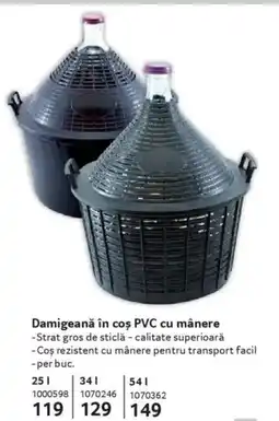 Selgros Damigeană în coș PVC cu mânere Ofertă