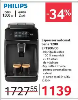 Selgros PHILIPS Espressor automat Seria 1200 EP1200/00 Ofertă