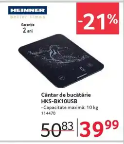 Selgros HEINNER Cântar de bucătărie HKS-BK10USB Ofertă
