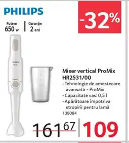 Selgros PHILIPS Putere Mixer vertical ProMix HR2531/00 Ofertă
