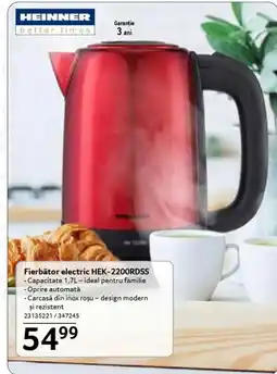 Selgros HEINNER Fierbător electric HEK-2200RDSS Ofertă
