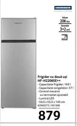 Selgros HEINNER Frigider cu două uși HF-H2206SE++ Ofertă