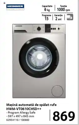 Selgros Maşină automată de spălat rufe HWM-VT0610CHSD++ Ofertă