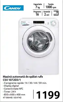 Selgros Maşină automată de spălat rufe CS4 1072D3/1 Ofertă