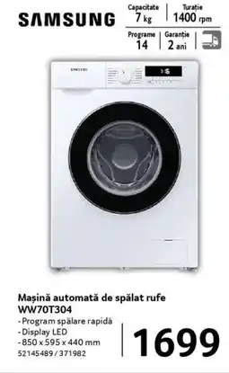 Selgros SAMSUNG Maşină automată de spălat rufe WW70T304 Ofertă