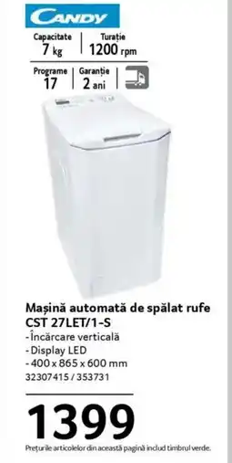 Selgros Maşină automată de spălat rufe CST 27LET/1-S Ofertă