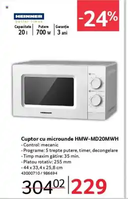 Selgros HEINNER Cuptor cu microunde HMW-MD20MWH Ofertă