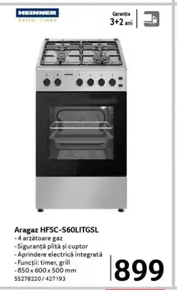Selgros HEINNER Aragaz HFSC-S60LITGSL Ofertă