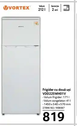 Selgros VORTEX® Frigider cu două uși VDD22SWH01V Ofertă