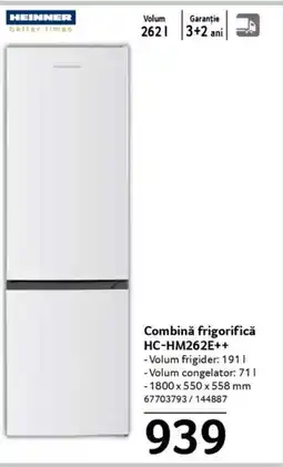 Selgros HEINNER Combinǎ frigorifică HC-HM262E++ Ofertă