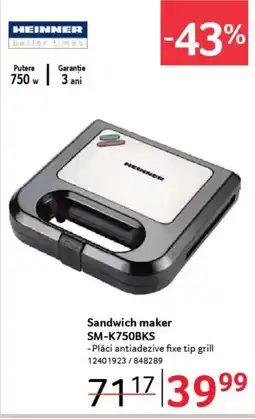Selgros Sandwich maker SM-K750BKS Ofertă