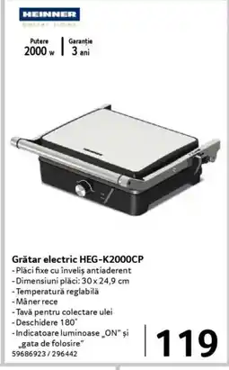 Selgros HEINNER Grătar electric HEG-K2000CP Ofertă