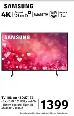 Selgros SAMSUNG TV 108 cm 43DU7172 Ofertă
