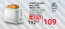 Selgros Prăjitor de pâine Seria 3000 HD2511/00 Ofertă