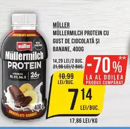 Mega Image Müller müllermilch protein cu gust de ciocolată și banane Ofertă