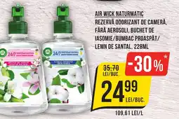 Mega Image AIR WICK NATURMATIC Rezervă odorizant de cameră, fără aerosoli, buchet de iasomie/bumbac proaspăt/ lemn de santal Ofertă