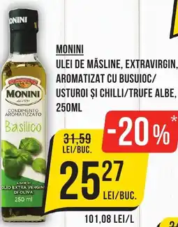 Mega Image MONINI Ulei de măsline, extravirgin, aromatizat cu busuioc/ usturoi și chilli/trufe albe Ofertă