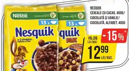 Mega Image NESQUIK Cereale cu cacao, / ciocolată şi vanilie/ ciocolată, alfabet Ofertă