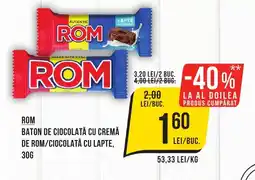 Mega Image ROM Baton de ciocolată cu cremă de rom/ciocolată cu lapte Ofertă