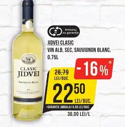 Mega Image JIDVEI Classic Vin alb, sec, sauvignon blanc, Ofertă
