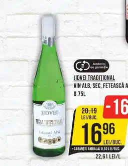 Mega Image JIDVEI Traditional Vin alb, sec, fetească albă Ofertă
