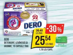 Mega Image DERO Detergent, levănțică și iasomie, 15 capsule trio Ofertă