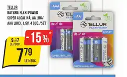 Mega Image TELLUR Baterie flexi power super alcalină, aa lr6/ aaa lr03, 1.5v Ofertă