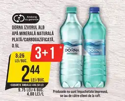 Mega Image Dorna Izvorul alb apă minerală naturală plata/carbogazificată Ofertă